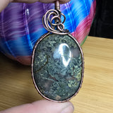 Big Green Maury Mountain Moss Agate in Copper Pendant