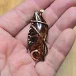 Red and Green Plume Jasper Agate Pendant in 14kt Yellow Gold Fill