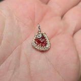 Bold Red Fire Opal Nugget Pendant in Sterling Silver & Rose Gold - Double sided