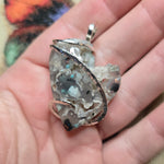 Gem Silica Geode with Native Copper Pendant in Sterling Silver