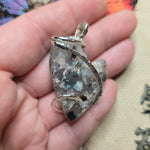 Gem Silica Geode with Native Copper Pendant in Sterling Silver