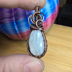 Graveyard Point Banded White Agate in Copper Pendant