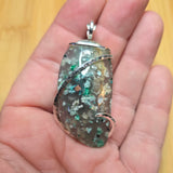 85ct Gem Silica with Native Copper Pendant in Sterling Silver