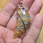 Oregon Graveyard Point Plume Agate Point Pendant Necklace in 14kt Rose Gold Fill