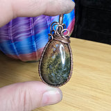 Red Yellow Green Maury Mountain Moss Agate in Copper Pendant