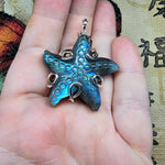 Carved Blue Labradorite Starfish Pendant in Sterling Silver