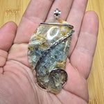 Oregon Graveyard Point Plume Agate Fang Pendant in Sterling Silver