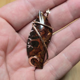 Red and Green Plume Jasper Agate Pendant in 14kt Yellow Gold Fill