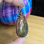 Red Yellow Green Maury Mountain Moss Agate in Copper Pendant