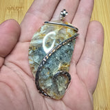 Oregon Graveyard Point Plume Agate Fang Pendant in Sterling Silver