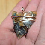 Natural Edge Oregon Graveyard Point Plume Agate Point Pendant Necklace in 14kt Rose Gold Fill