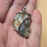 Oregon Widowmaker Plume Jasper Agate Pendant Sterling Silver