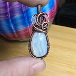 Graveyard Point Banded White Agate in Copper Pendant