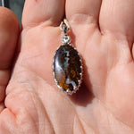 Bold Lightning Strikes Boulder Opal Pendant in Sterling Silver