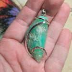 Juicy Green Gem Chrysoprase Pendant Necklace Sterling Silver