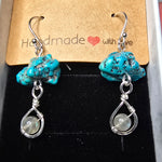 Turquoise and Labradorite Rain Cloud Earrings in Sterling Silver