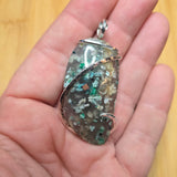 85ct Gem Silica with Native Copper Pendant in Sterling Silver