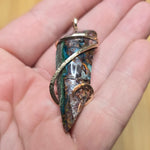 50ct Gem Silica with Native Copper Pendant in Yellow Gold Fill