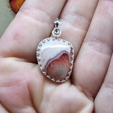 Natural Pink Rhodocrosite Pendant in Sterling Silver