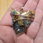 Natural Edge Oregon Graveyard Point Plume Agate Point Pendant Necklace in 14kt Rose Gold Fill