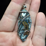 77ct Gem Silica with Native Copper Pendant in Sterling Silver