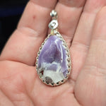 Purple Coyamito Agate Geode and Opal Pendant in Sterling Silver