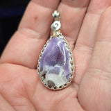 Purple Coyamito Agate Geode and Opal Pendant in Sterling Silver