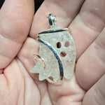 Quartz Crystal Ghost Pendant in Sterling Silver - Left Facing