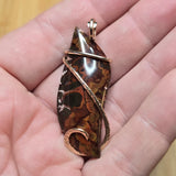 Red and Green Plume Jasper Agate Pendant in 14kt Yellow Gold Fill