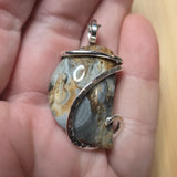 Oregon Widowmaker Plume Jasper Agate Pendant Sterling Silver