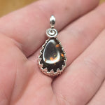 Mexican Fire Agate Pendant Sterling Silver and Rose Gold