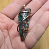 50ct Gem Silica with Native Copper Pendant in Yellow Gold Fill