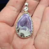 Purple Coyamito Agate Geode and Opal Pendant in Sterling Silver