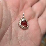 Bold Red Fire Opal Nugget Pendant in Sterling Silver & Rose Gold - Double sided