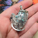 Gem Silica Geode with Native Copper Pendant in Sterling Silver