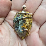 Oregon Graveyard Point Plume Agate Pendant in 14kt Yellow Gold Fill