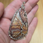 Wonderstone Picture Jasper Tree of Life Pendant Necklace in Sterling Silver