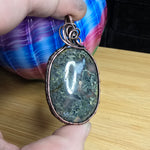 Big Green Maury Mountain Moss Agate in Copper Pendant