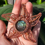 Carved Labradorite Flower Starfish in Copper