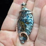 77ct Gem Silica with Native Copper Pendant in Sterling Silver