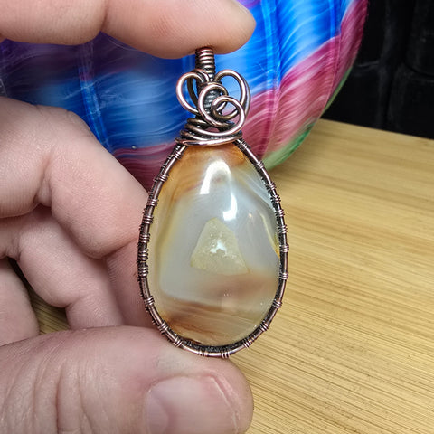 Carnelian Agate from Washington in Copper Pendant