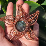 Carved Labradorite Flower Starfish in Copper