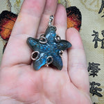 Carved Blue Labradorite Starfish Pendant in Sterling Silver