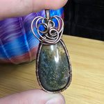 Yellow Green Maury Mountain Moss Agate in Copper Pendant