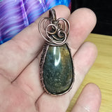 Yellow Green Maury Mountain Moss Agate in Copper Pendant