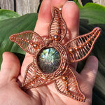 Carved Labradorite Flower Starfish in Copper