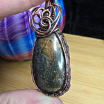 Yellow Green Maury Mountain Moss Agate in Copper Pendant