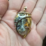 Oregon Graveyard Point Plume Agate Pendant in 14kt Yellow Gold Fill