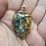 Oregon Graveyard Point Plume Agate Pendant in 14kt Yellow Gold Fill