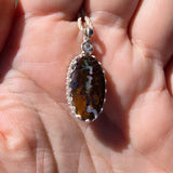 Bold Lightning Strikes Boulder Opal Pendant in Sterling Silver